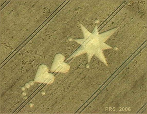 Crop Circle Hearts & Star...was found below the Alton Barnes white Horse